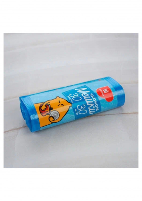 Мешки для мусора 30л 30шт 7мкм Уфа Пак ПНД синие