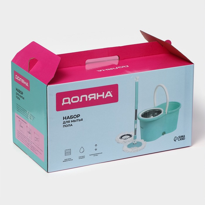 Швабра с отжимом и ведром 14л. запасная насадка