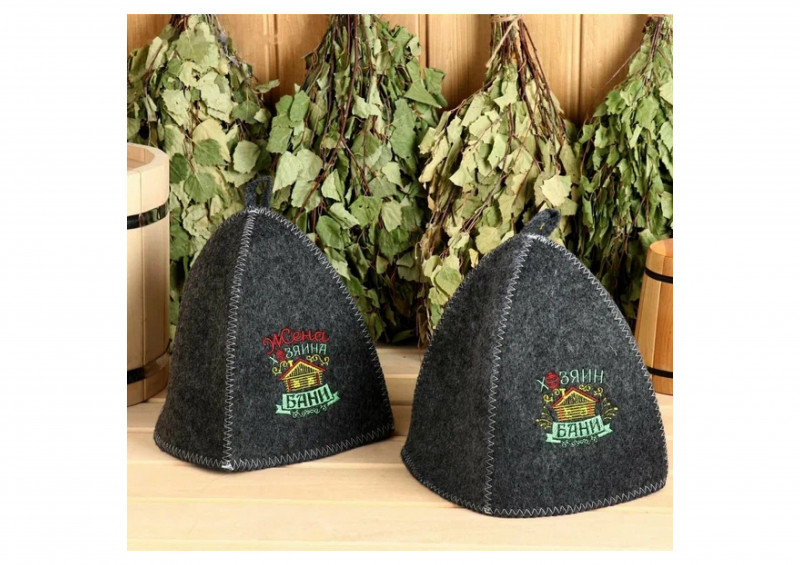 Набор шапок для бани и сауны "Хозяин бани и жена хозяина бани" 2шт