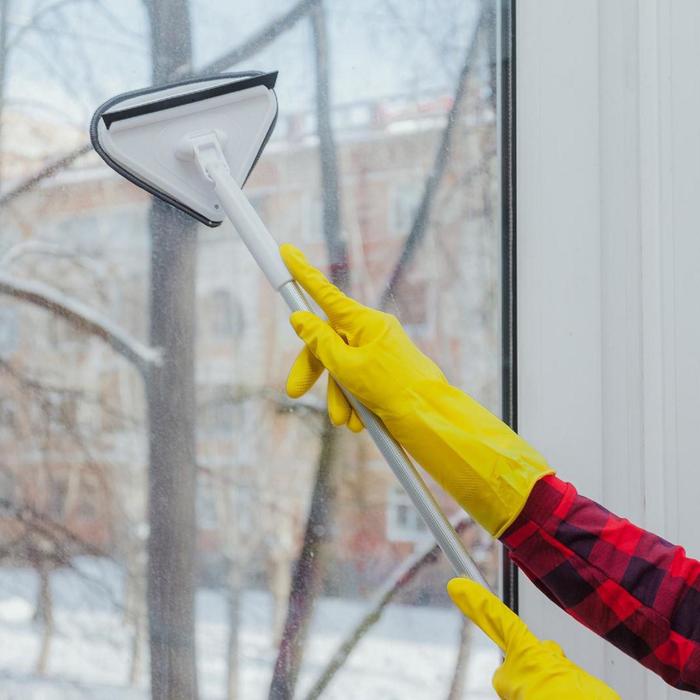 Окномойка с телескопической аллюминевой ручкой,12х12х59(89)см,цвет микс