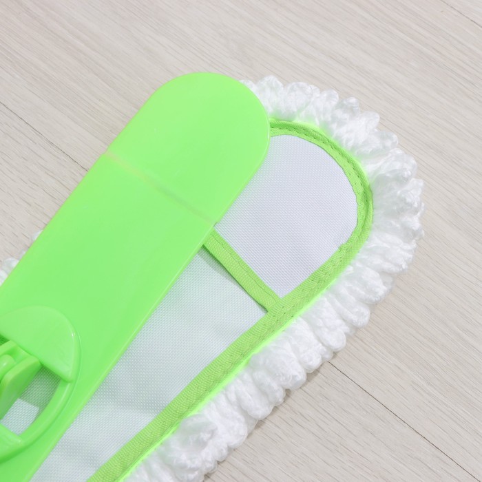 Швабра для мытья пола плоская,насадка из микрофибры 38х8см,телескопическая ручка 77-128см